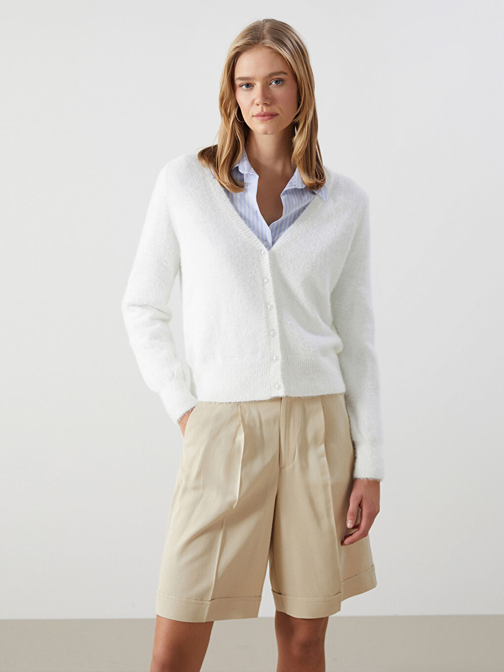 Cardigan en Tricot à Encolure en V pour Femmes