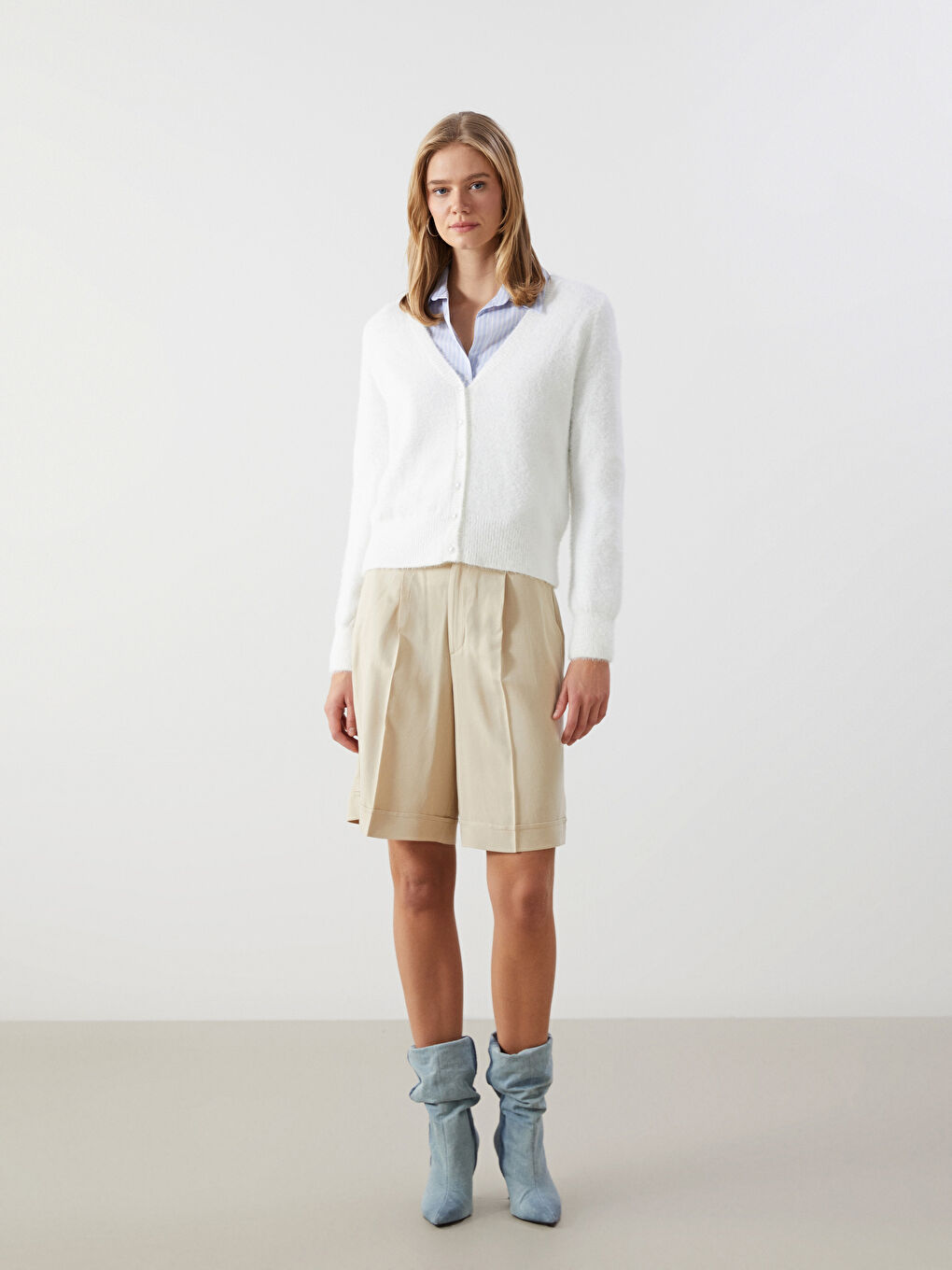 Cardigan en Tricot à Encolure en V pour Femmes-1
