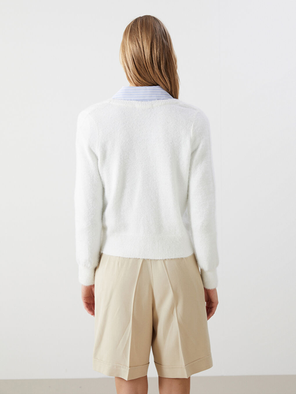 Cardigan en Tricot à Encolure en V pour Femmes-3