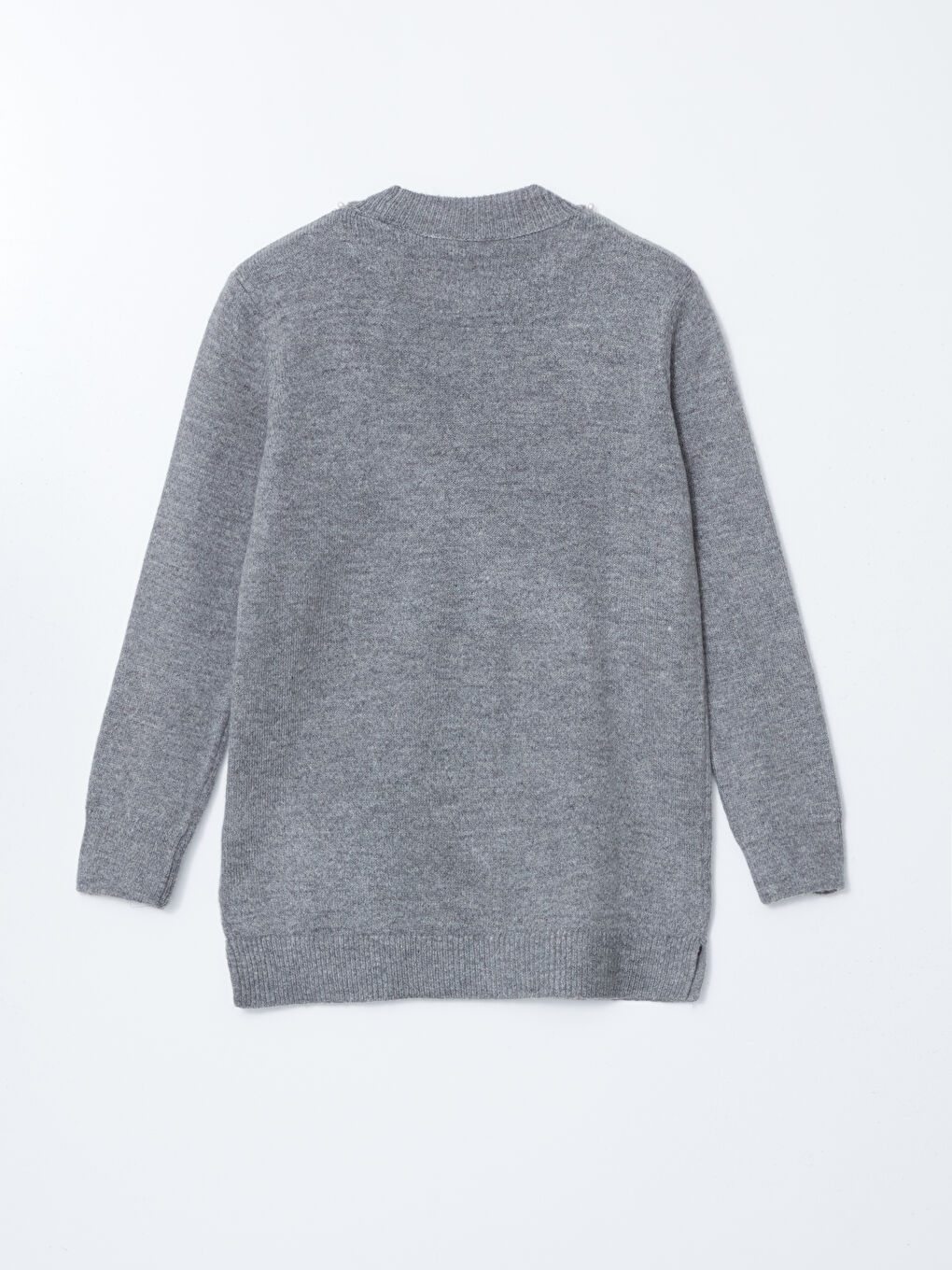 Antrasit Bisiklet Yaka Taşlı Kadın Triko Tunik-5