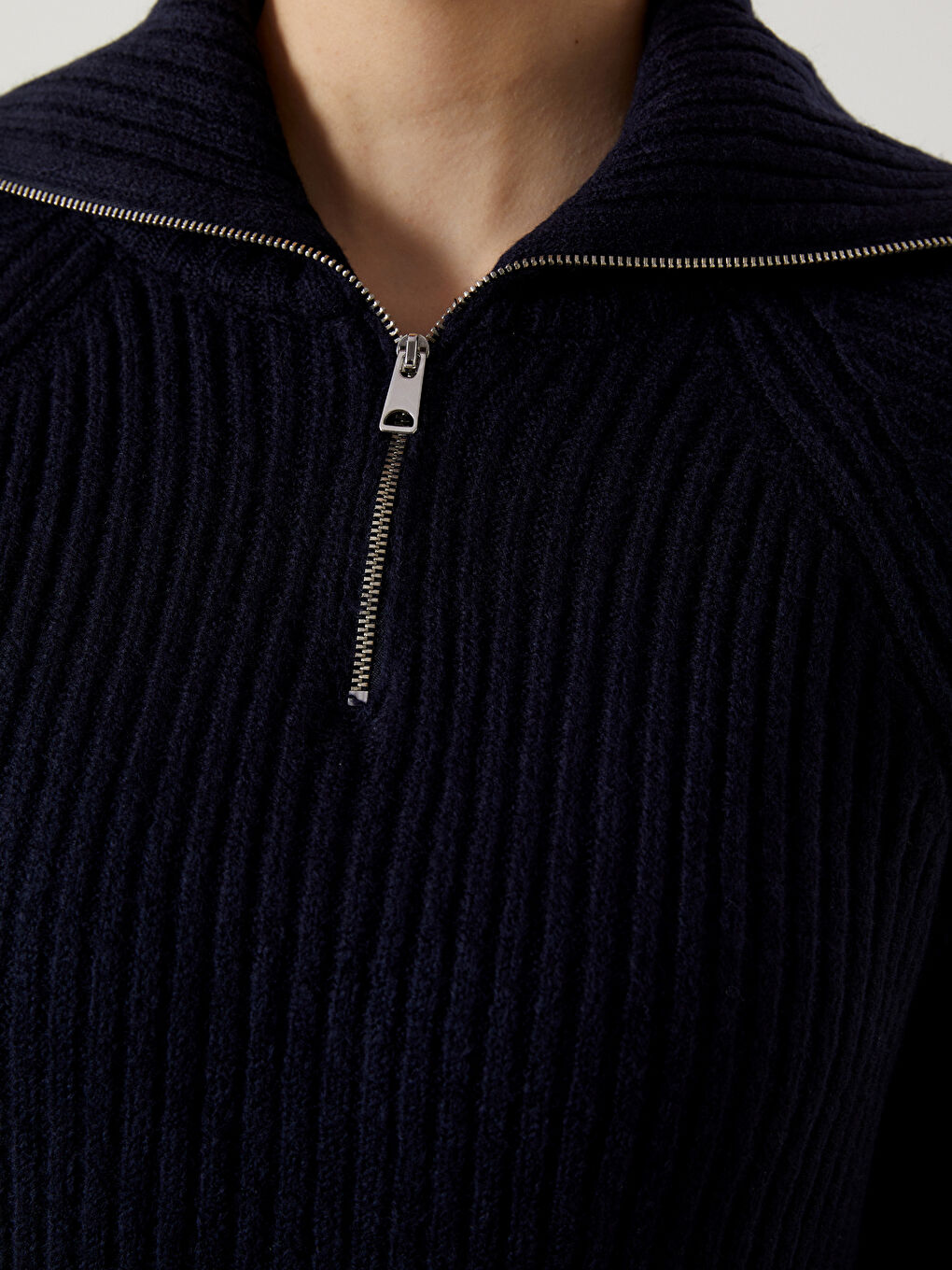 Lacivert Kayık Yaka Kadın Triko Elbise-2