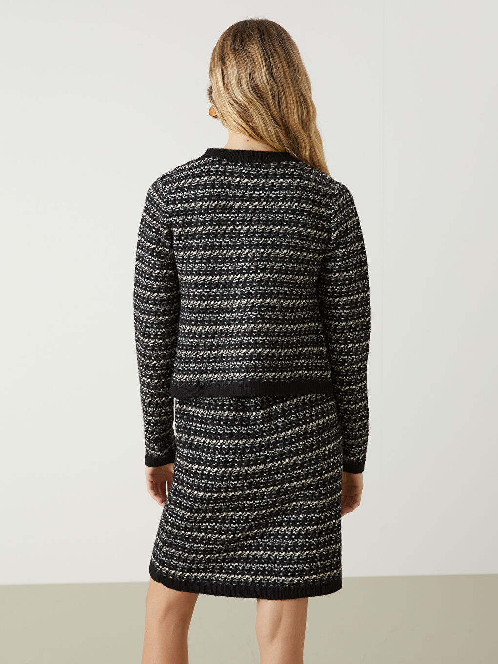 Cardigan en Tricot à Motifs pour Femmes à Col Rond-3