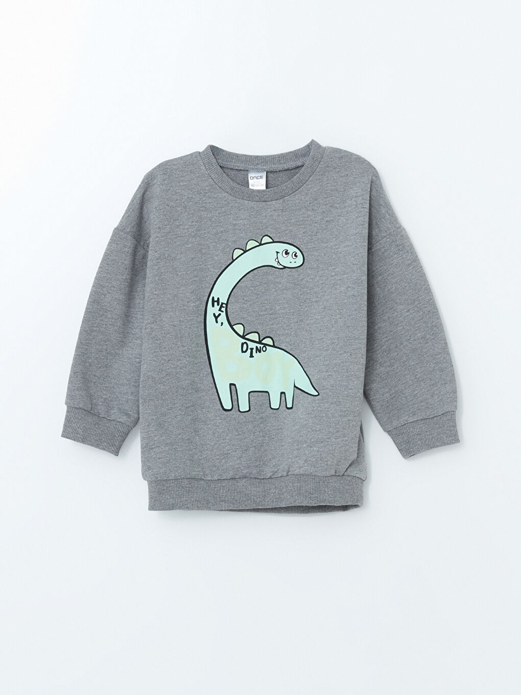 LCW ECO Gri Melanj Baskılı Kalın Erkek Bebek Sweatshirt