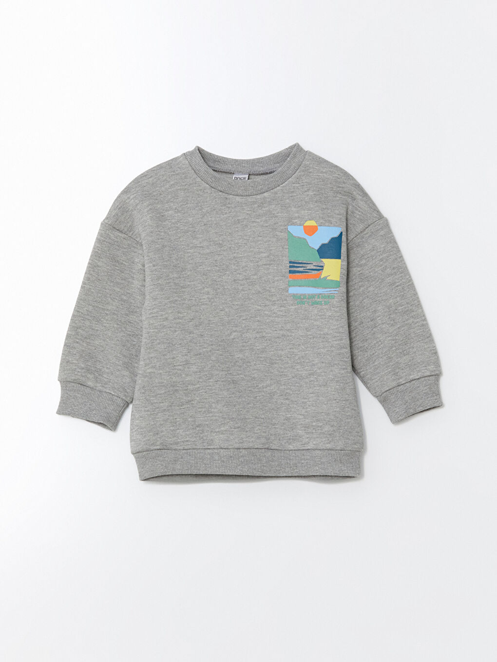 LCW ECO Gri Kalın Baskılı Erkek Bebek Sweatshirt