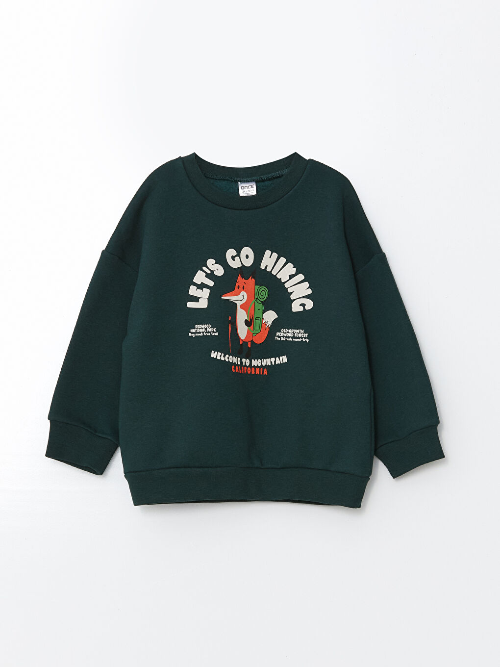 LCW ECO Zümrüt Yeşili Kalın Baskılı Erkek Bebek Sweatshirt