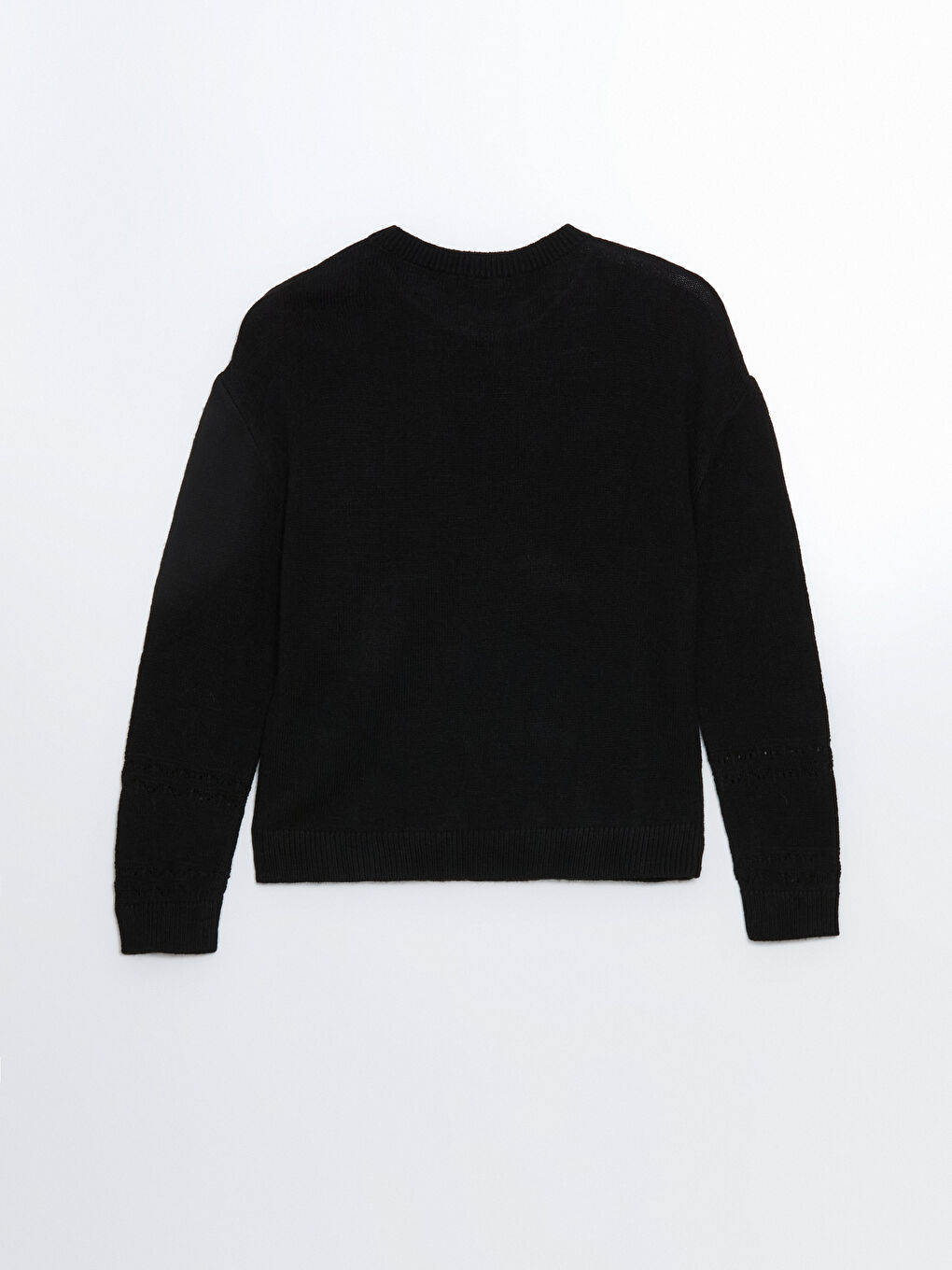 كنزة صوفية تريكو نسائية بياقة دائرية ونقشة ذاتية-5