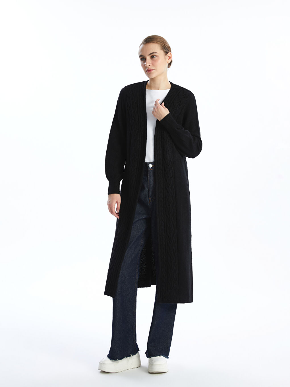 Shawl Collar Patterned Women's  Knitwear Cardigan-1