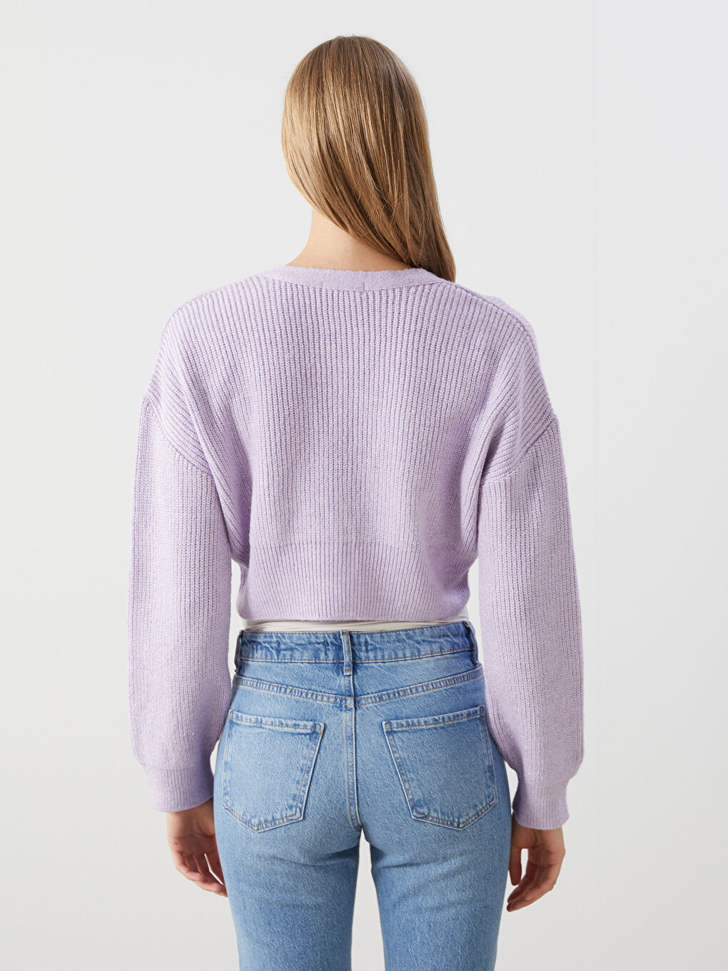 V Neck Crop Women's Knitwear Cardigan-2