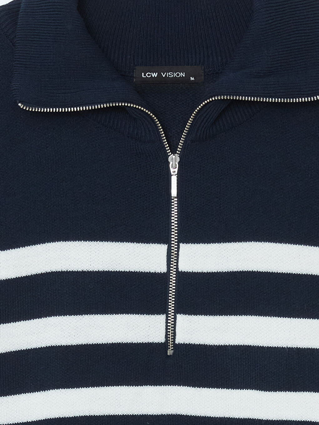 Funnel Neck Striped Women's Knitwear Sweater Vest-5