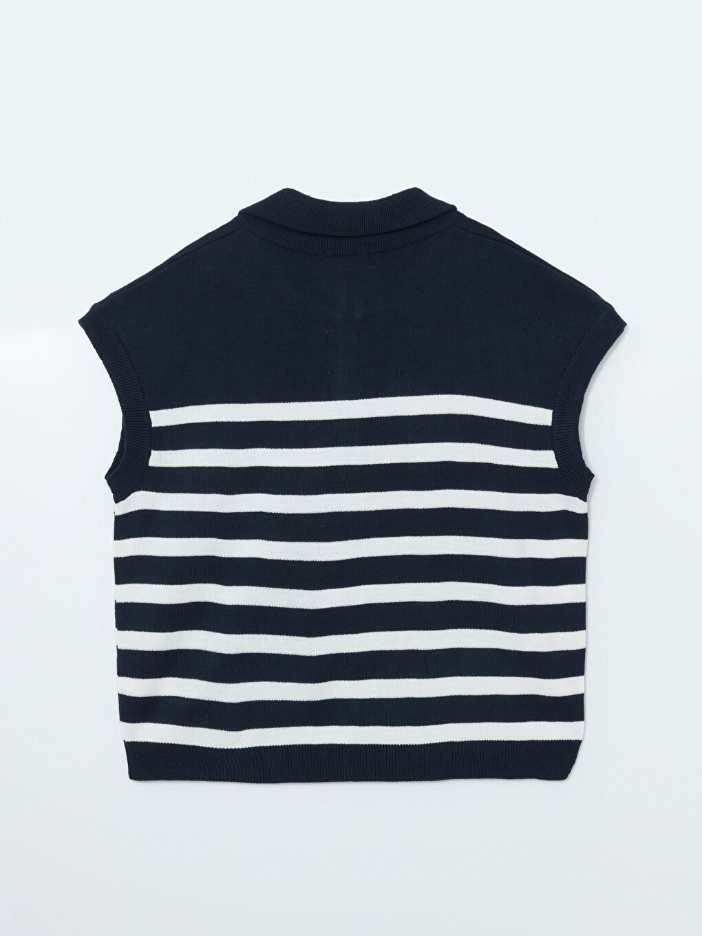 Funnel Neck Striped Women's Knitwear Sweater Vest-6