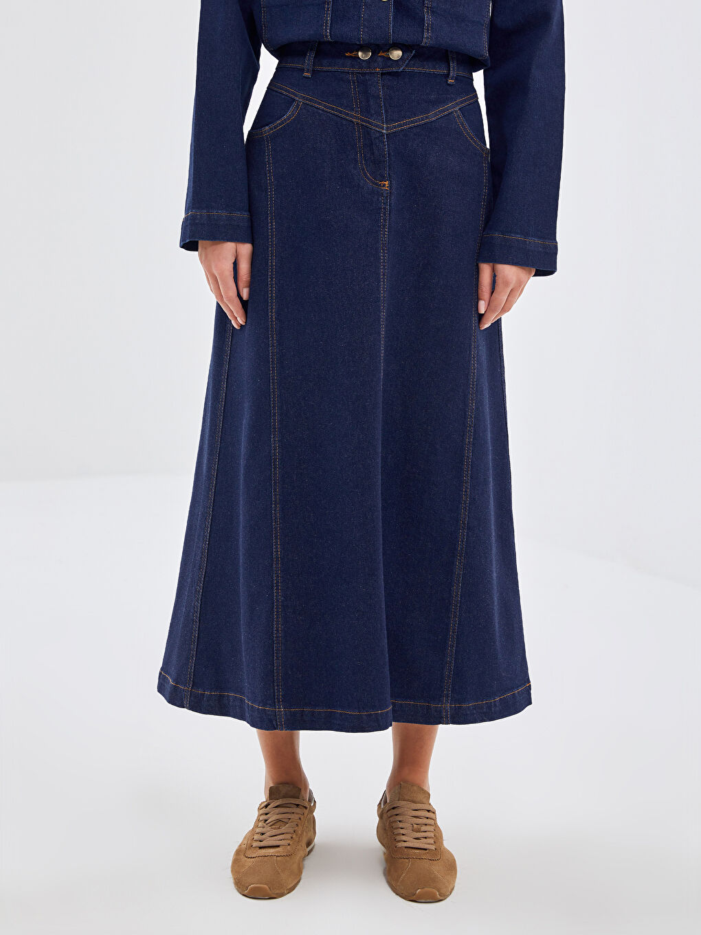 LCW Modest Koyu Rodeo Standart Fit Kadın Jean Etek - 1