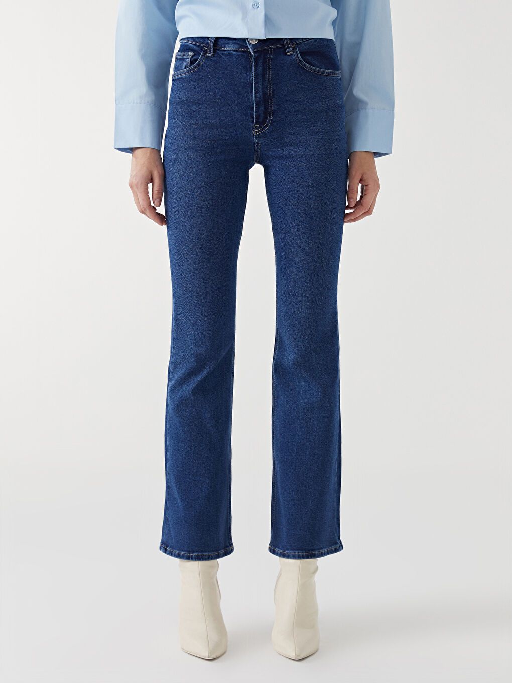 LCW Modest İndigo Mars Flare Kadın Jean Pantolon - 1