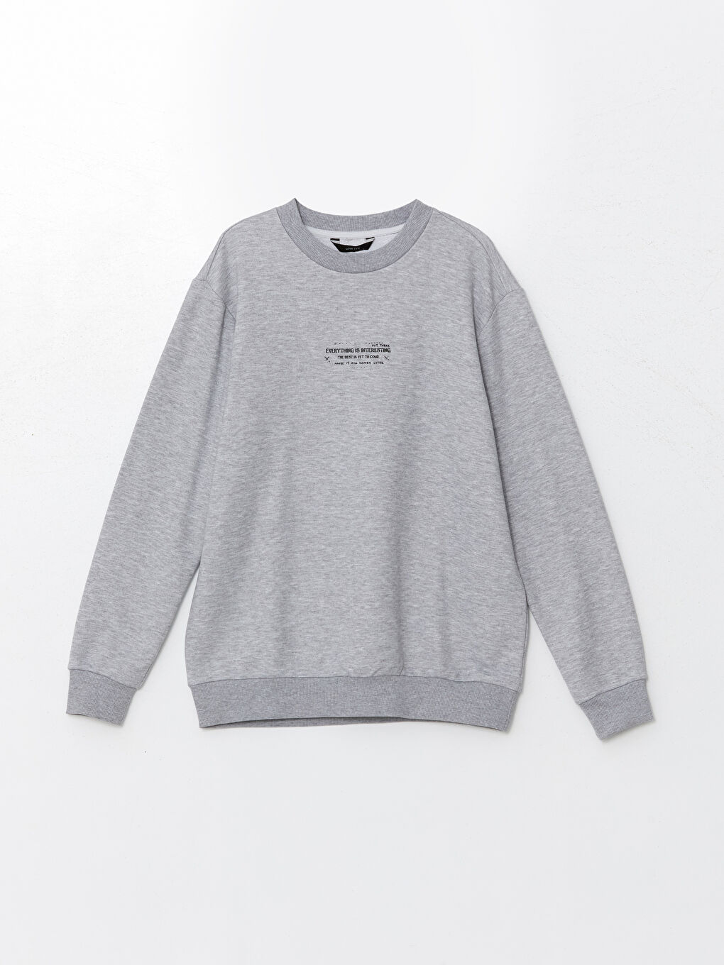 LCW ECO Gri Melanj Bisiklet Yaka Uzun Kollu Baskılı Erkek Sweatshirt - 4