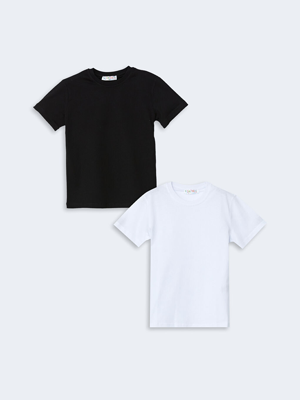 Siyah Bisiklet Yaka Erkek Çocuk Tişört 2'li