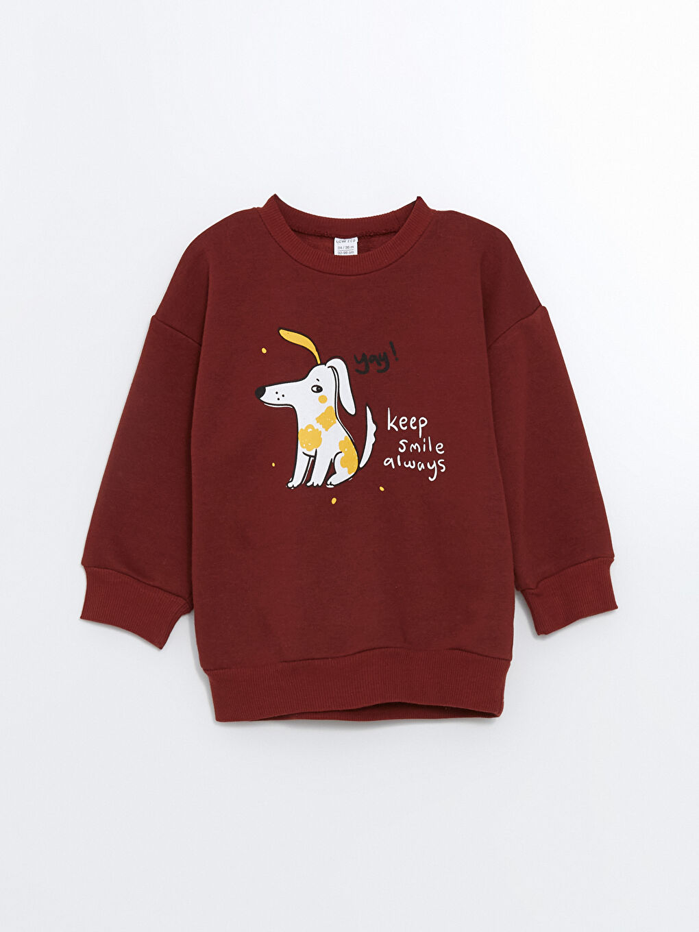 LCW ECO Bordo Bisiklet Yaka Uzun Kollu Baskılı Erkek Bebek Sweatshirt ve Eşofman Alt 2'li Takım - 1