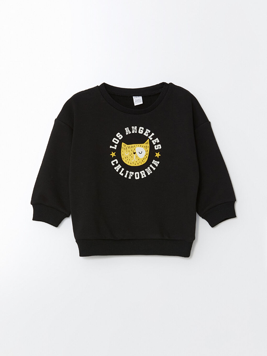 Siyah Bisiklet Yaka Baskılı Erkek Çocuk Sweatshirt