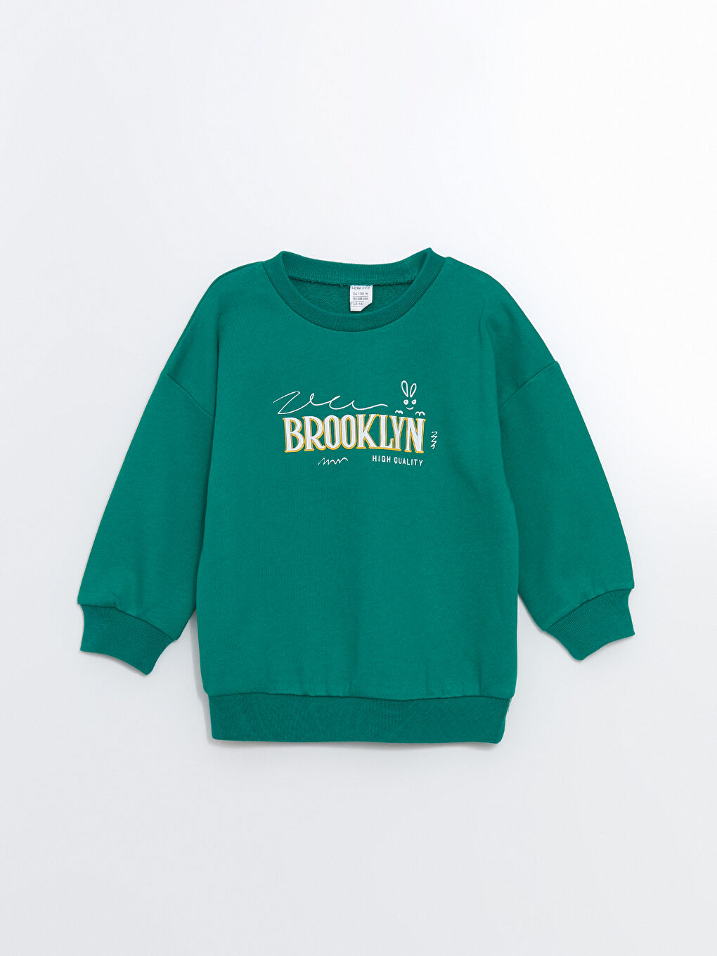Yeşil Bisiklet Yaka Baskılı Erkek Çocuk Sweatshirt
