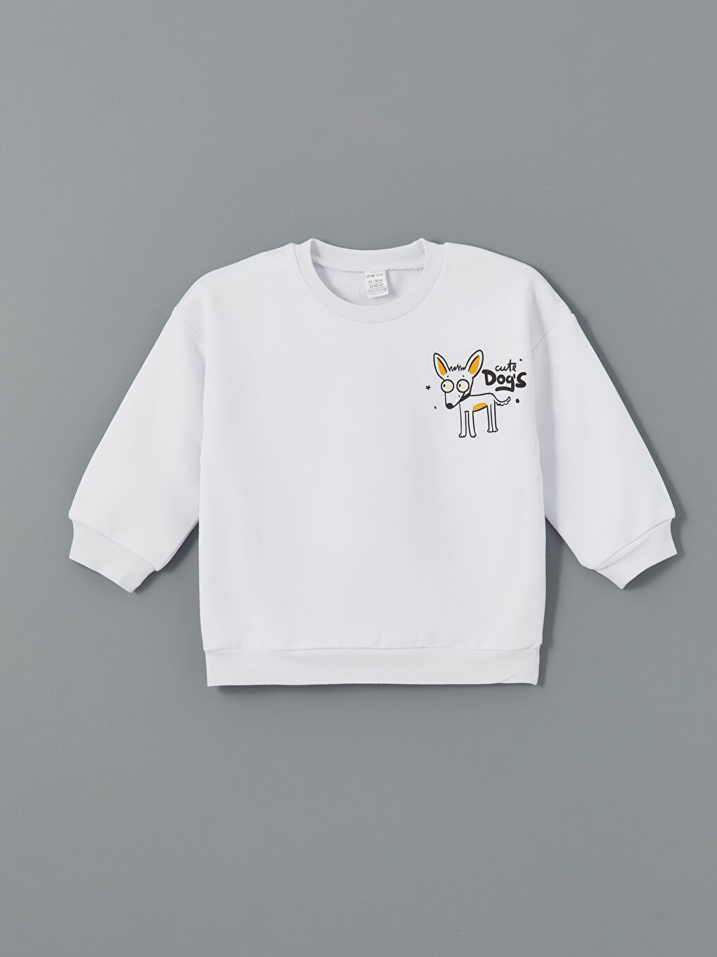 Beyaz Bisiklet Yaka Baskılı Kalın Erkek Çocuk Sweatshirt