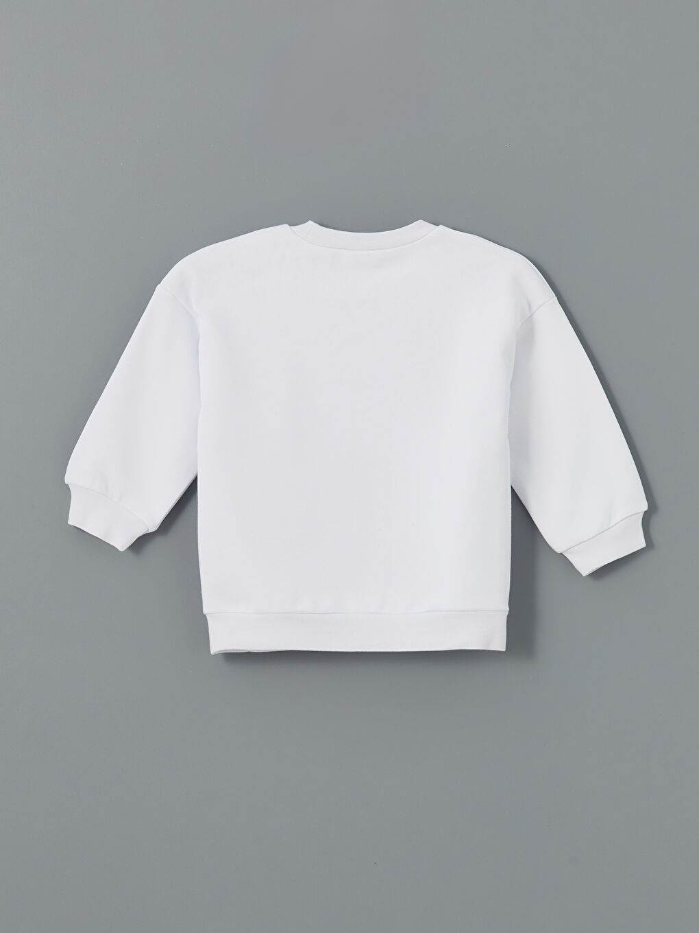 Beyaz Bisiklet Yaka Baskılı Kalın Erkek Çocuk Sweatshirt-1