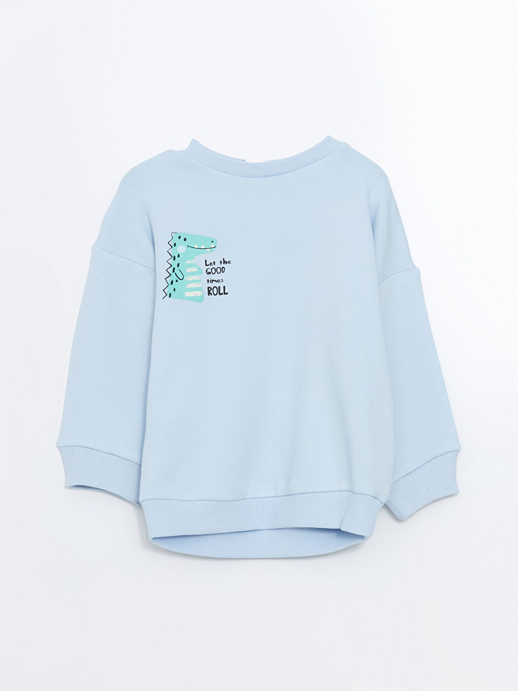 LCW ECO Mavi Bisiklet Yaka Baskılı Erkek Çocuk Sweatshirt