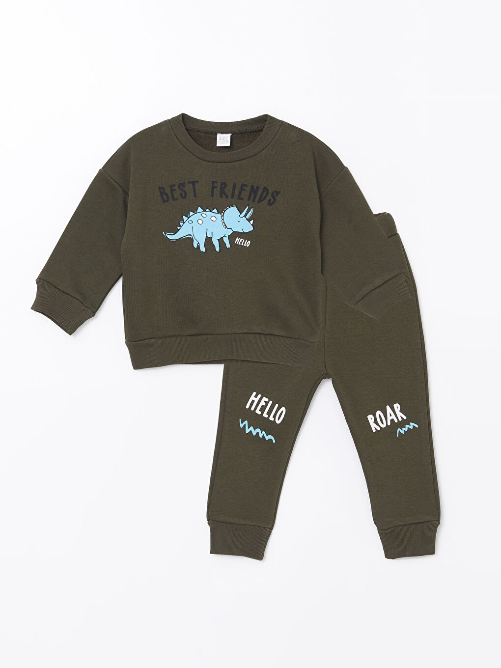 LCW ECO Haki Erkek Bebek Dinazor Baskılı Erkek Bebek Sweatshirt