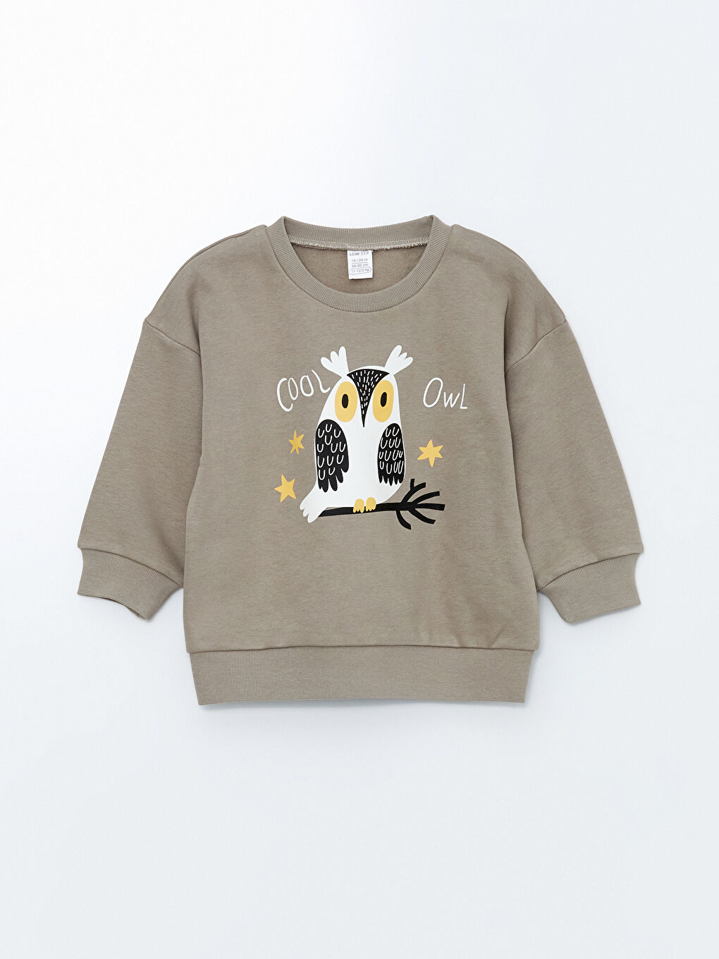 LCW ECO Açık Haki Bisiklet Yaka Baskılı Erkek Bebek Sweatshirt ve Eşofman Alt 2'li - 1