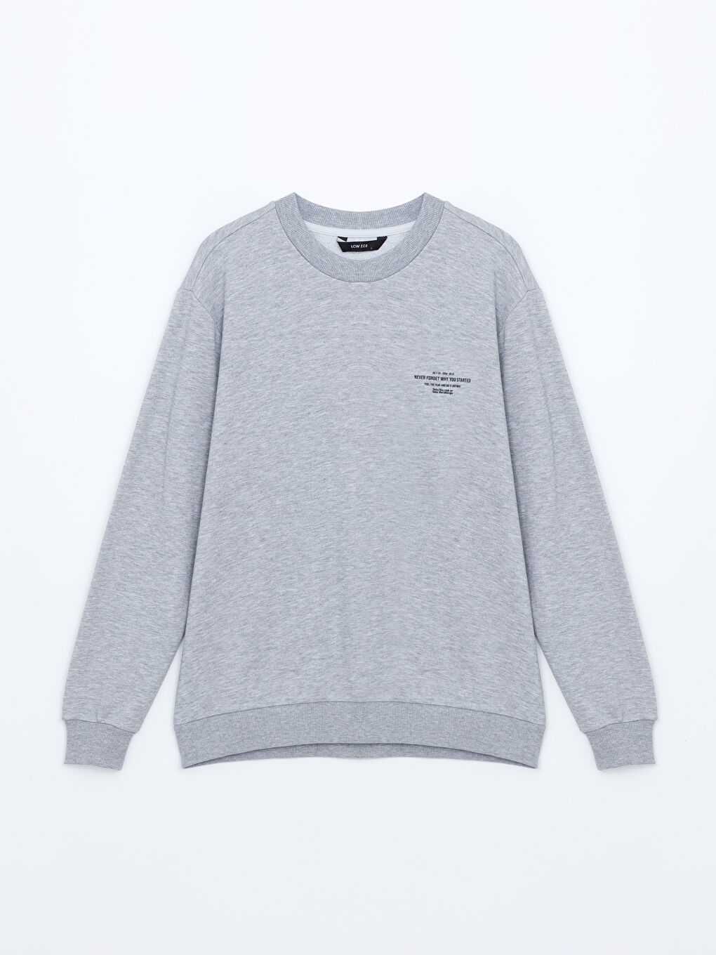 LCW ECO Gri Bisiklet Yaka Uzun Kollu Erkek Sweatshirt - 4