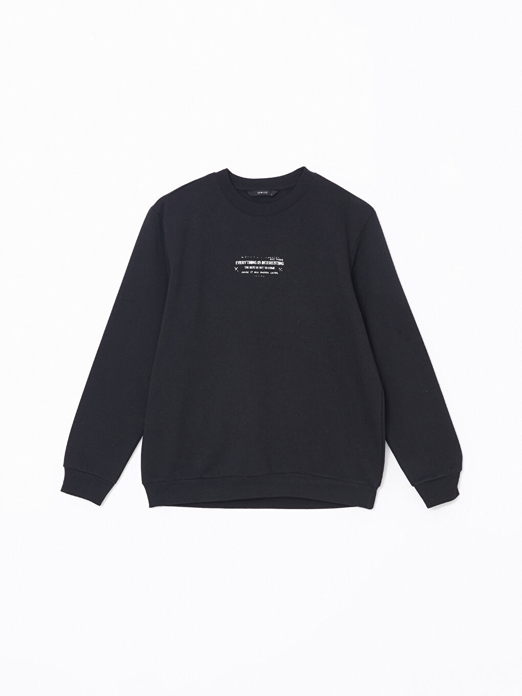 LCW ECO Yeni Siyah Bisiklet Yaka Uzun Kollu Baskılı Erkek Sweatshirt - 4