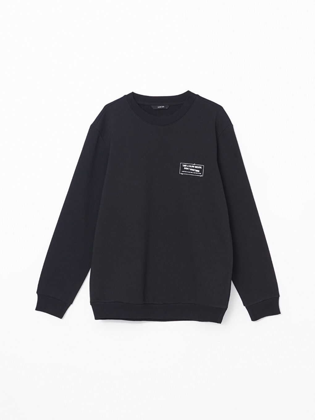 LCW ECO Siyah Bisiklet Yaka Uzun Kollu Baskılı Erkek Sweatshirt - 4