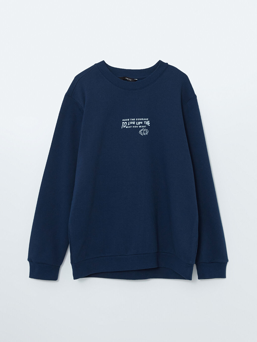 LCW ECO Lacivert Bisiklet Yaka Uzun Kollu Baskılı Erkek Sweatshirt - 4