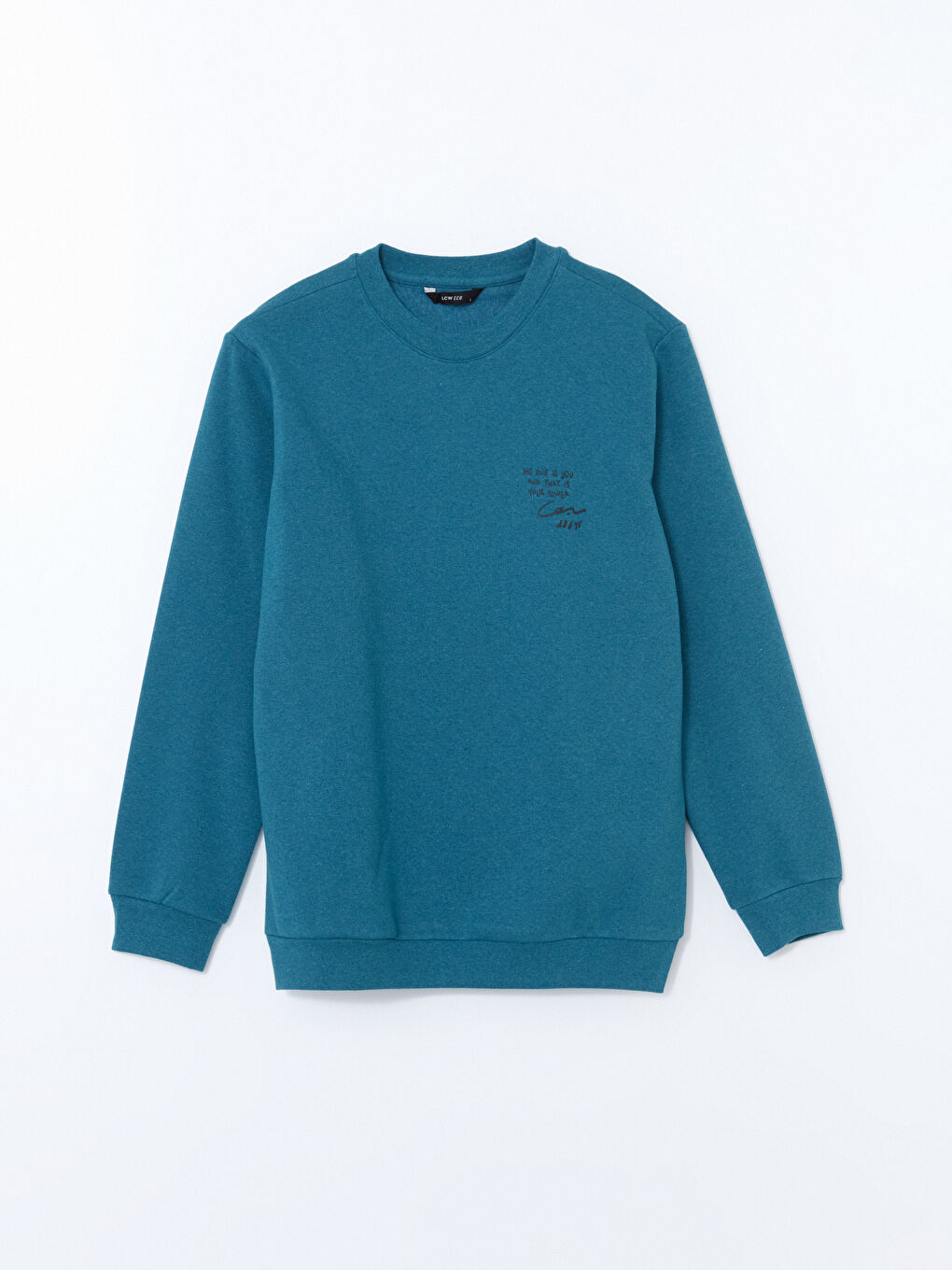 LCW ECO Petrol Bisiklet Yaka Uzun Kollu Baskılı Erkek Sweatshirt - 4