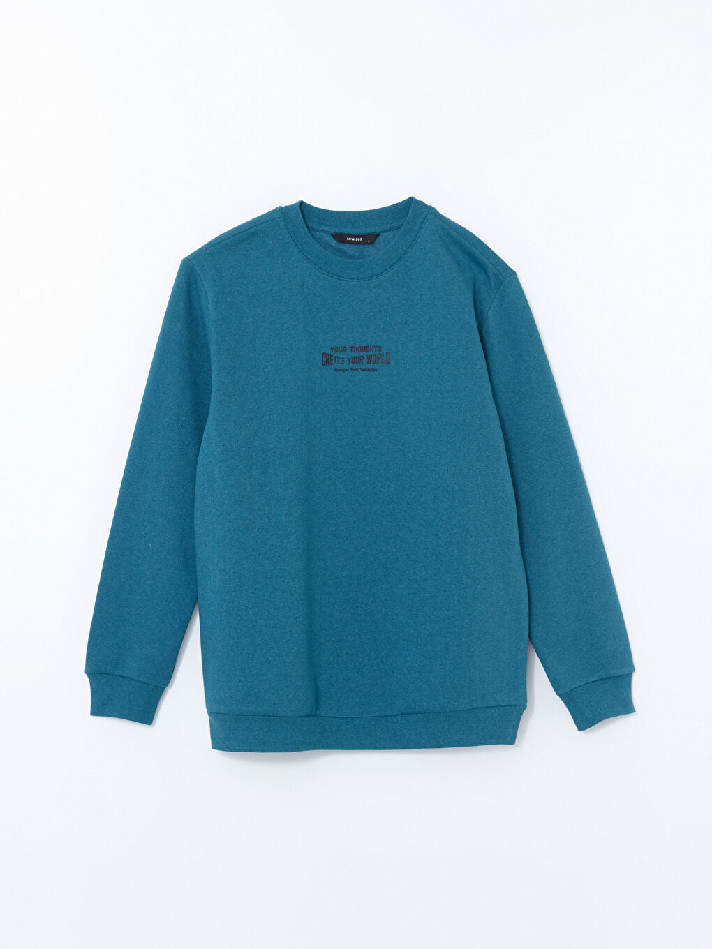 LCW ECO Petrol Bisiklet Yaka Uzun Kollu Baskılı Erkek Kalın Sweatshirt - 4