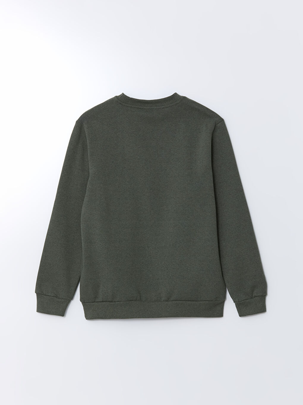 Yeşil Bisiklet Yaka Uzun Kollu Baskılı Erkek Sweatshirt-5