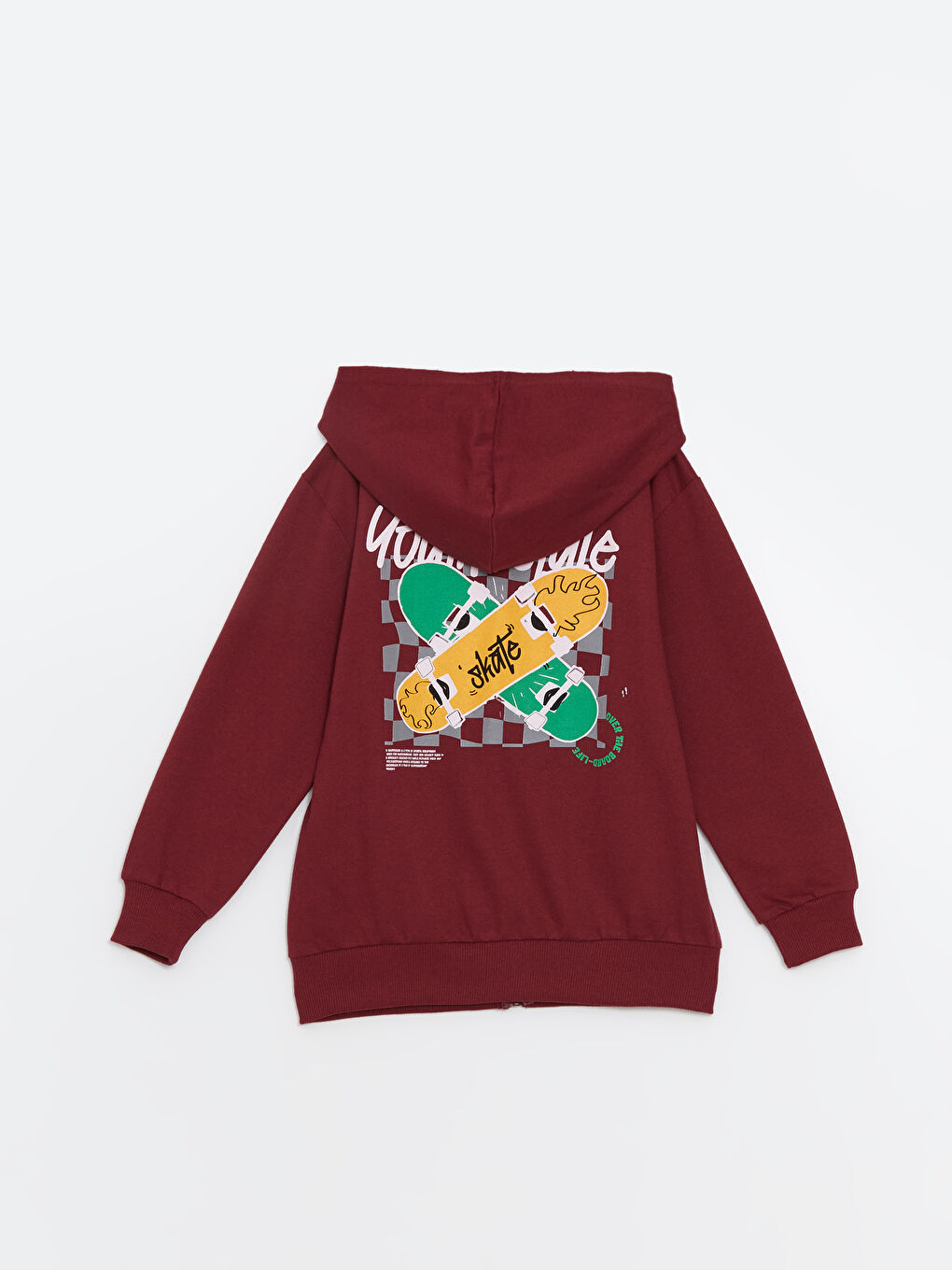 LCW ECO Bordo Kapüşonlu Erkek Çocuk Fermuarlı Sweatshirt - 1