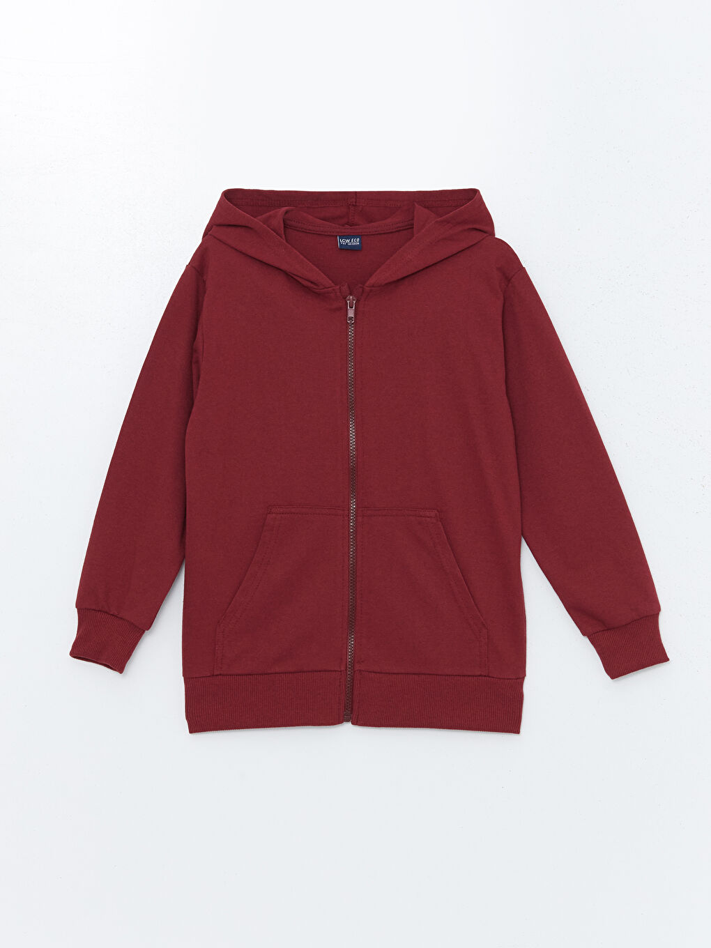 LCW ECO Bordo Kapüşonlu Erkek Çocuk Fermuarlı Sweatshirt