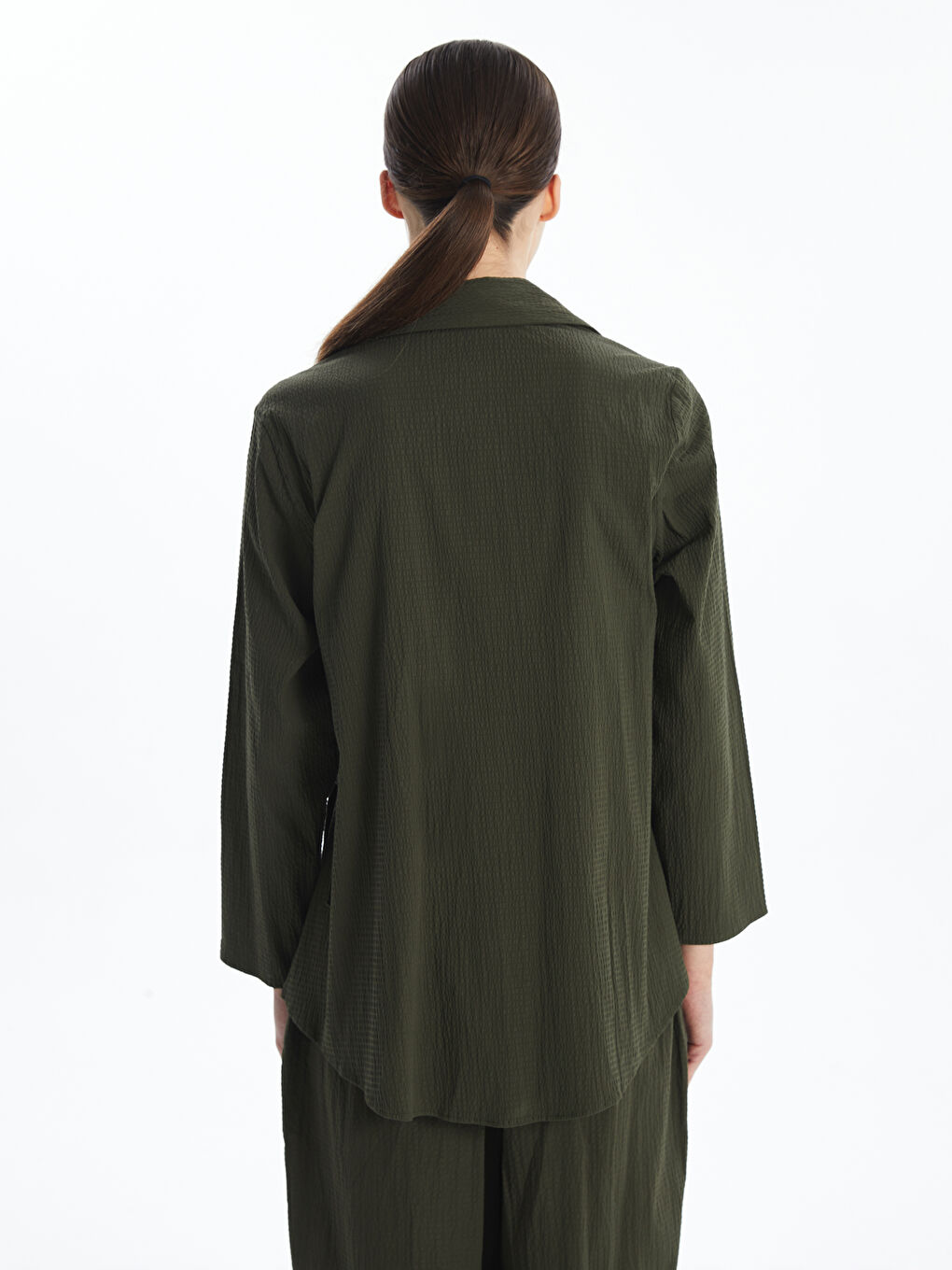 LCW Vision Double Breasted Seersucker Oversize Women's Kimono -W4K698Z8-YUL