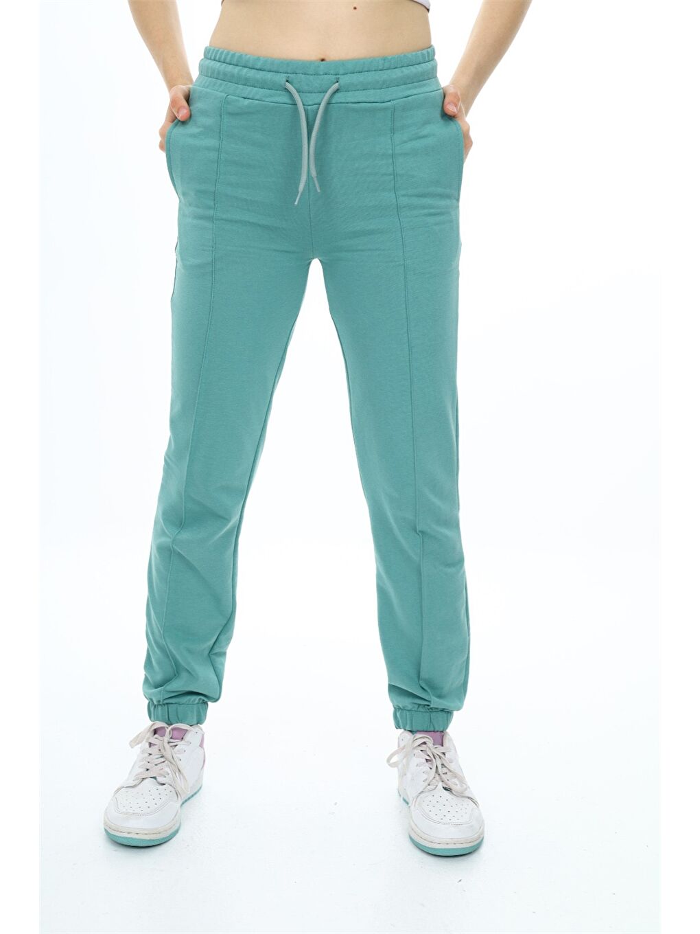 Yeşil Beli Lastikli Kalın Kız Bebek Jogger Eşofman Alt-1