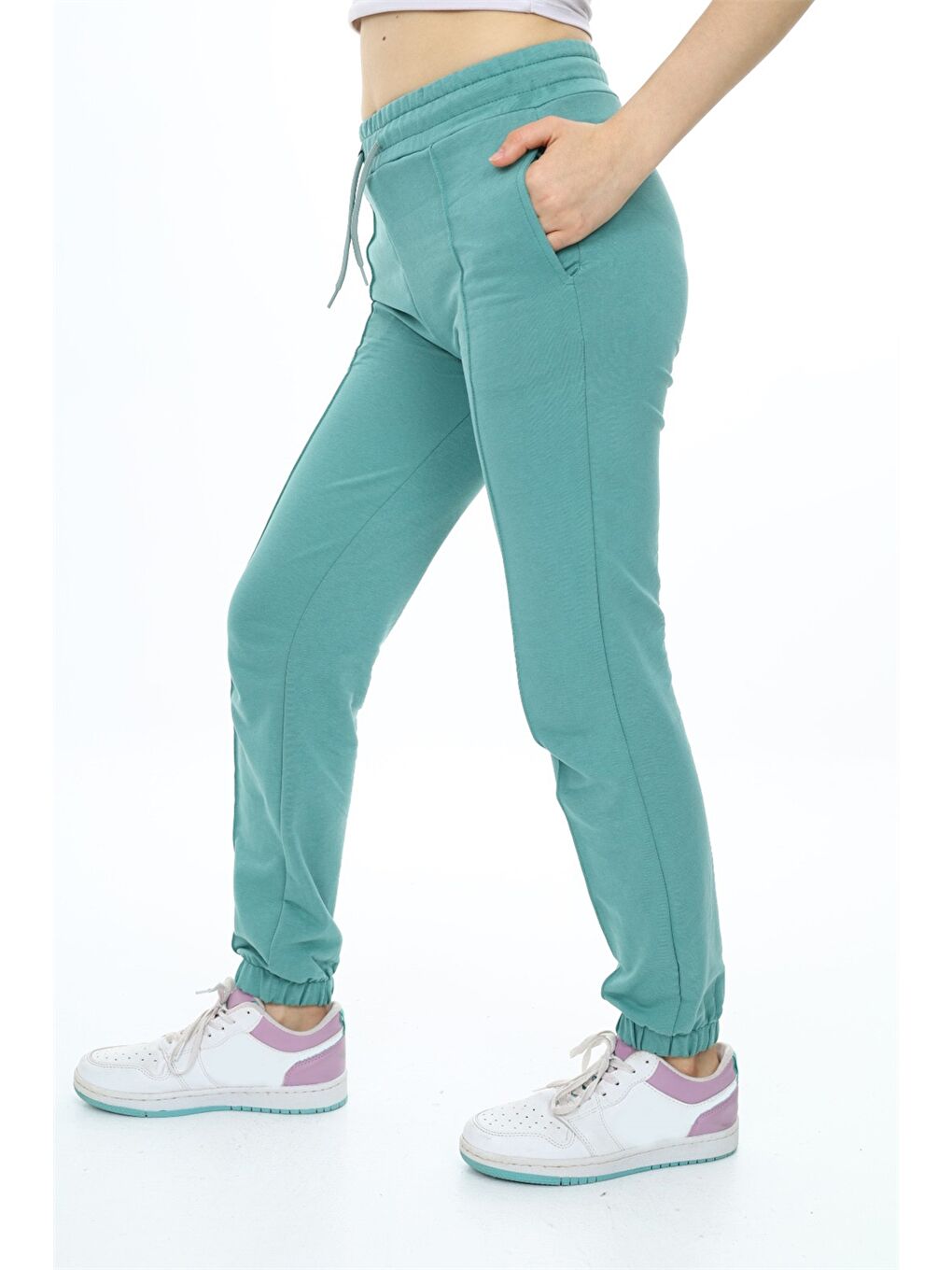 Yeşil Beli Lastikli Kalın Kız Bebek Jogger Eşofman Alt-3