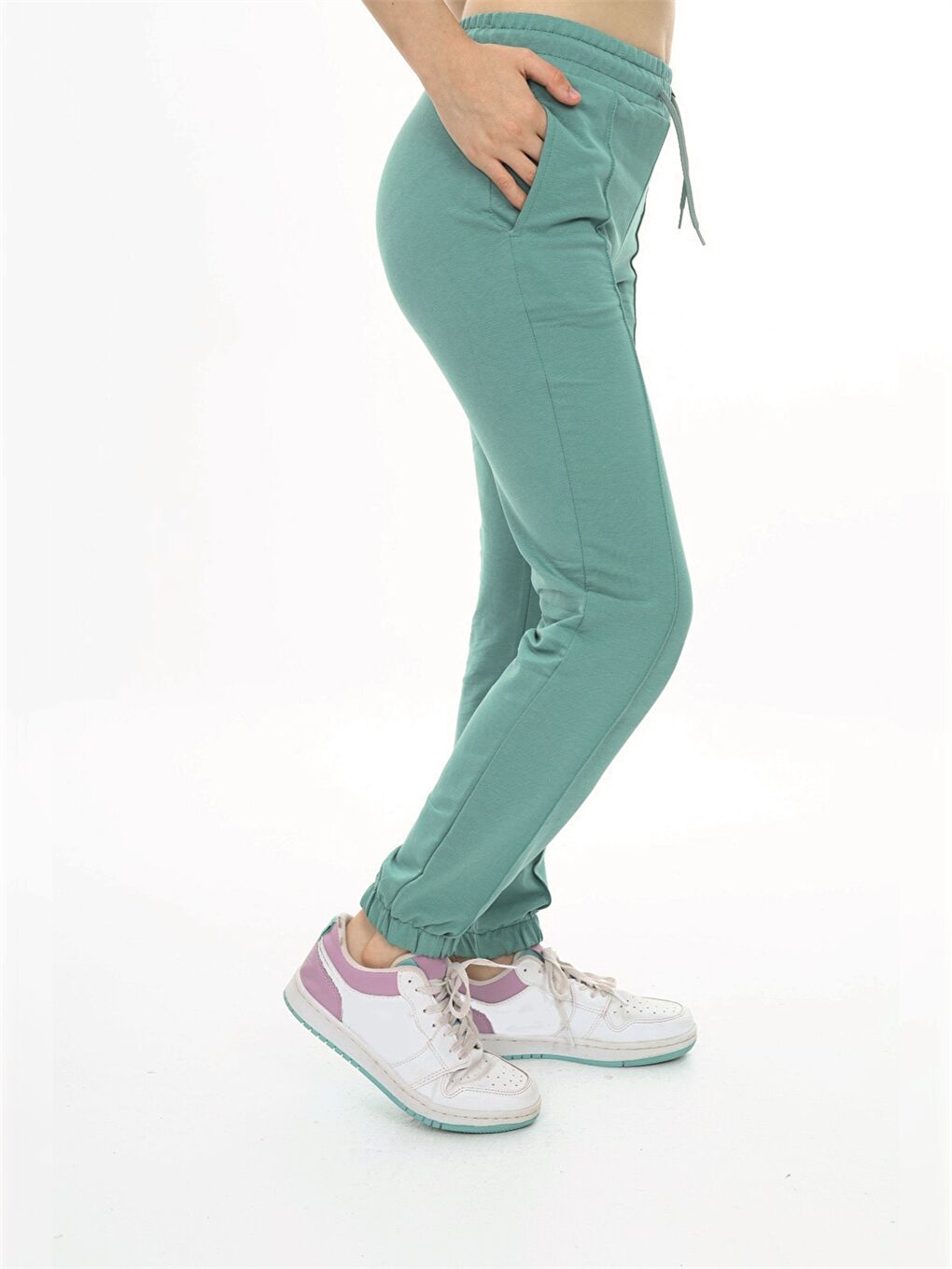 Yeşil Beli Lastikli Kalın Kız Bebek Jogger Eşofman Alt-2