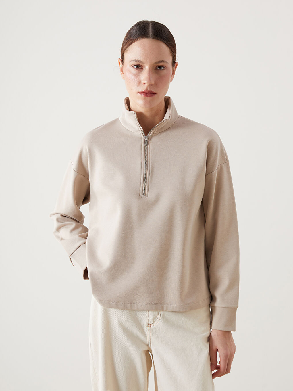 LCW Modest Funnel Neck Women's Sweatshirt Tunic -W4K741Z8-QW6