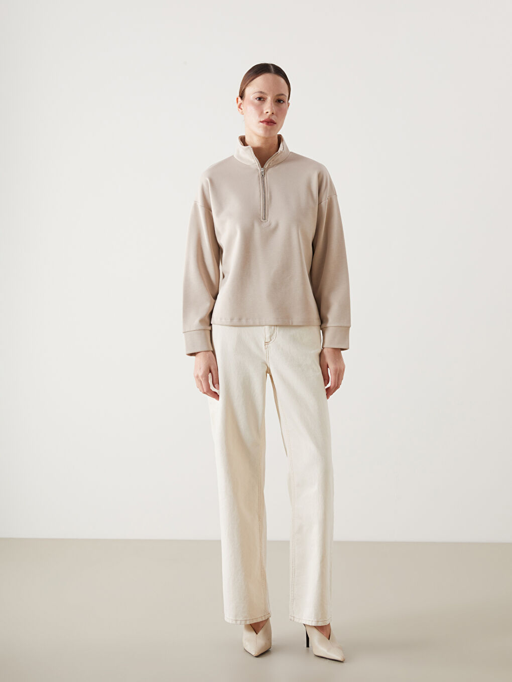 LCW Modest Funnel Neck Women's Sweatshirt Tunic -W4K741Z8-QW6