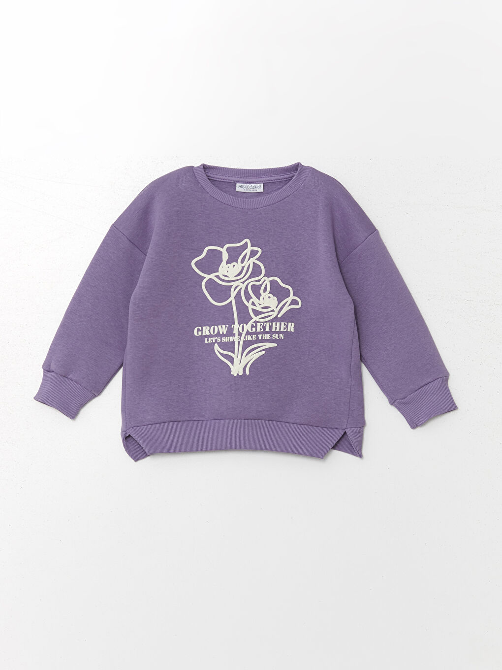 Mışıl Kids Lila Bisiklet Yaka Uzun Kollu Baskılı Kız Bebek Sweatshirt ve Eşofman Alt 2'li Takım - 1