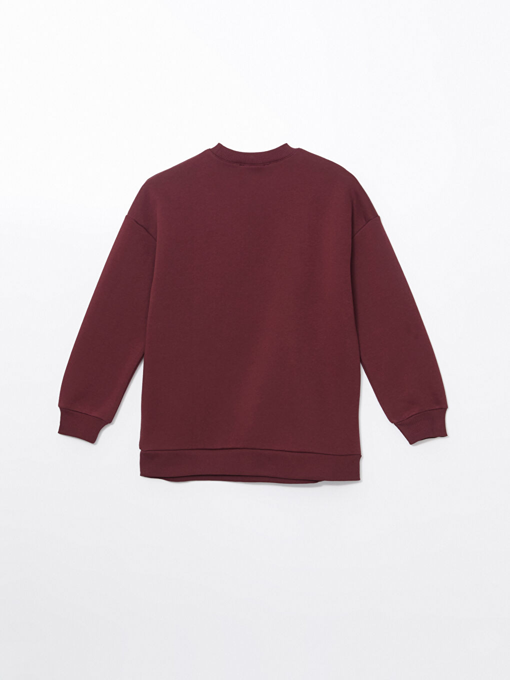 LCW Modest Bordo Bisiklet Yaka Baskılı Kadın Sweatshirt Tunik - 2