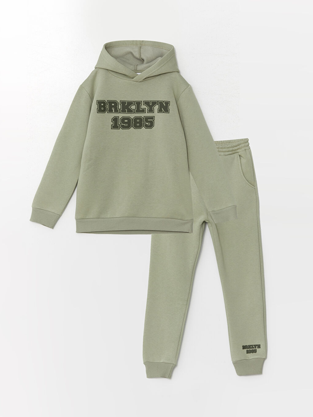 Mışıl Kids Açık Yeşil Baskılı Uzun Kollu Erkek Çocuk Hoodie ve Eşofman Altı