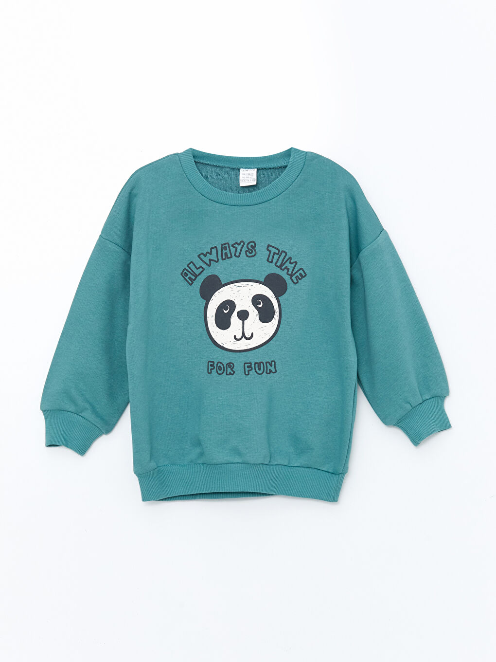 LCW ECO Mint Yeşili Bisiklet Yaka Uzun Kollu Baskılı Erkek Bebek Sweatshirt ve Eşofman Alt 2'li Takım - 1