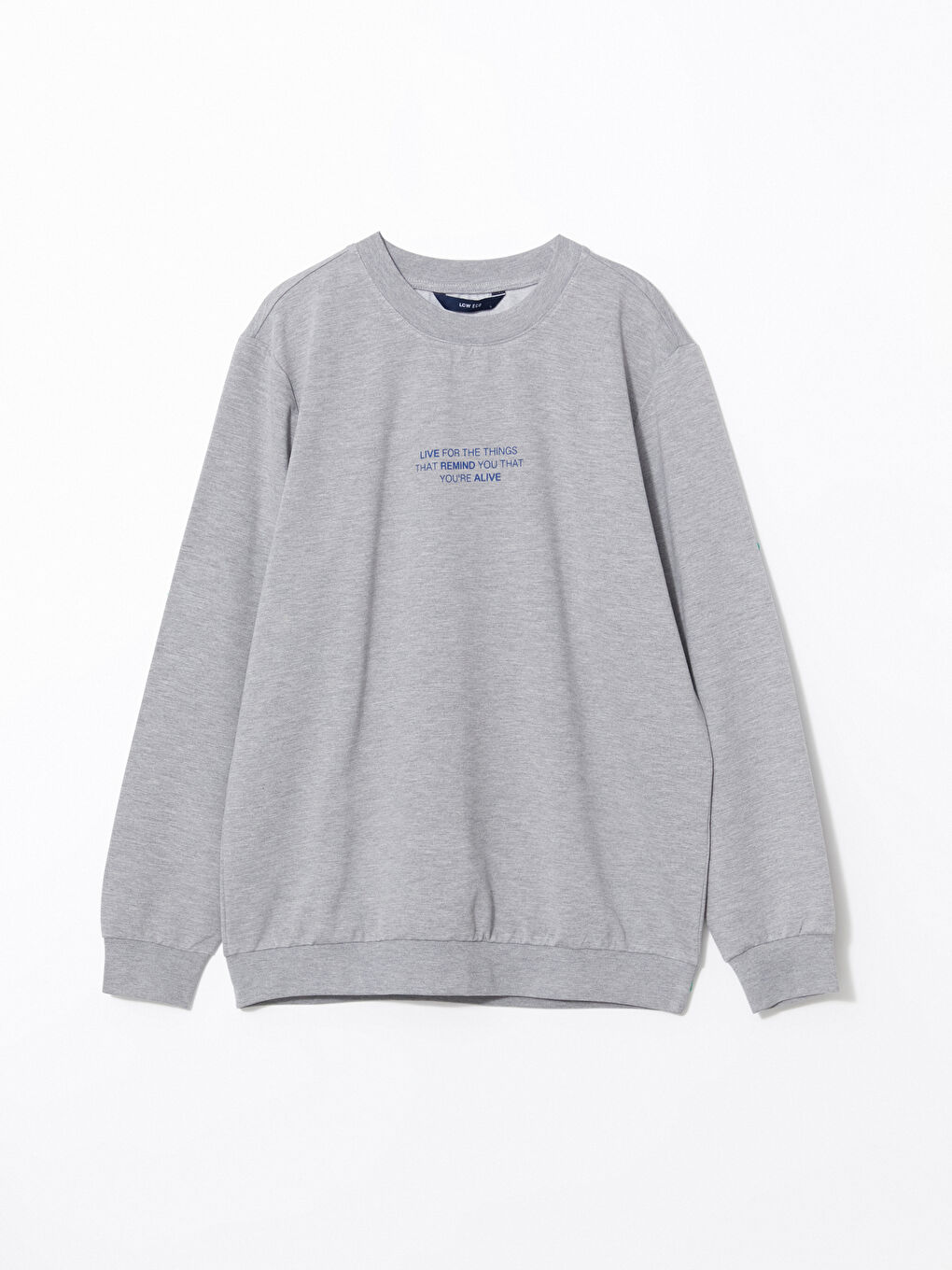 LCW ECO Gri Melanj Bisiklet Yaka Uzun Kollu Erkek Sweatshirt - 4