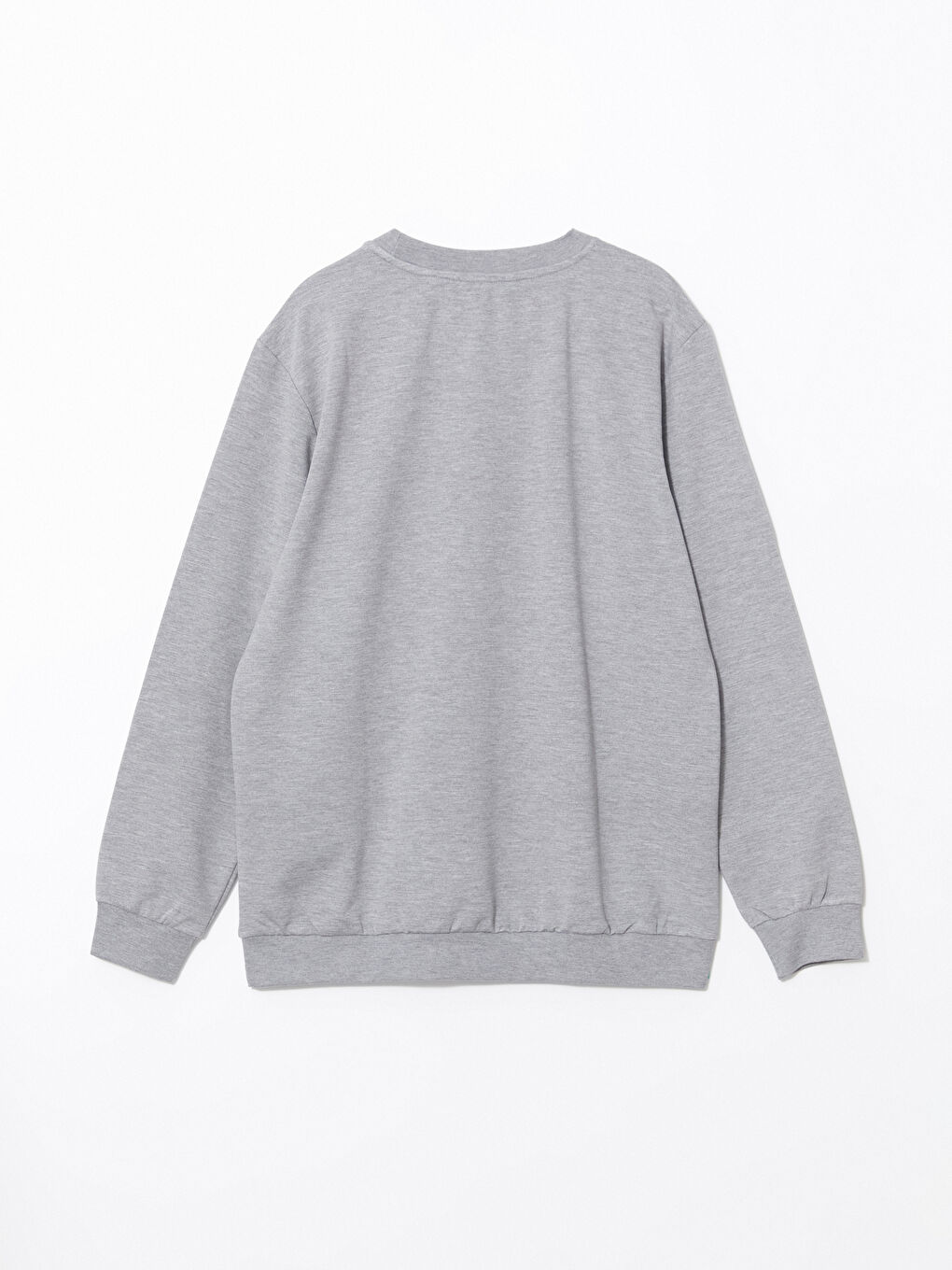 LCW ECO Gri Melanj Bisiklet Yaka Uzun Kollu Erkek Sweatshirt - 5