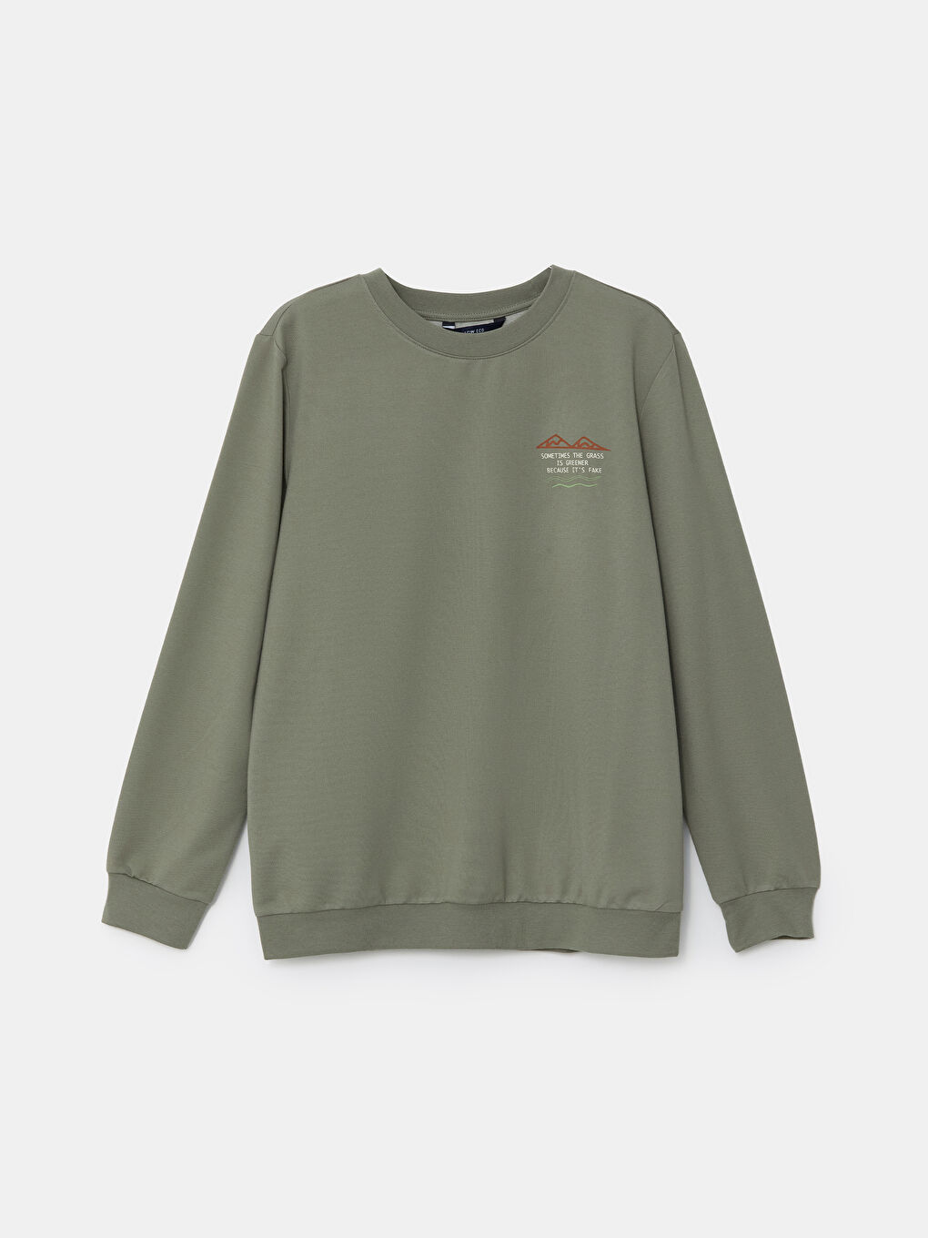 LCW ECO Haki Bisiklet Yaka Uzun Kollu Erkek Sweatshirt