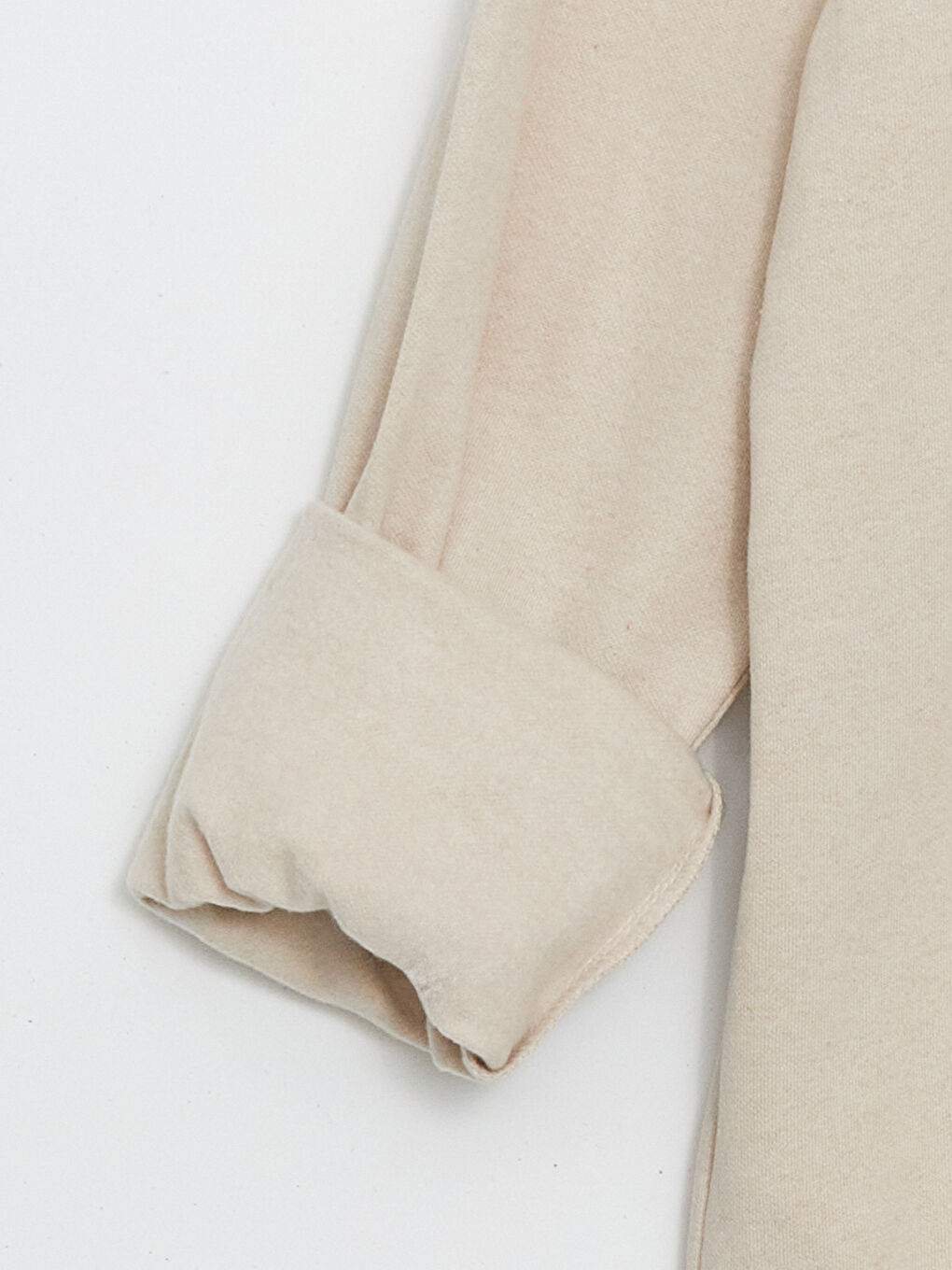 Bej Kapüşonlu Uzun Kollu Erkek Fermuarlı Sweatshirt-6