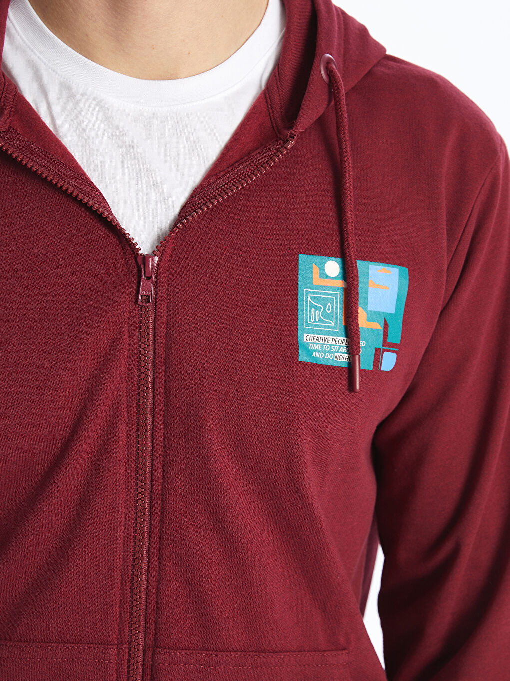 LCW ECO Bordo Uzun Kollu Baskılı Erkek Hoodie - 2